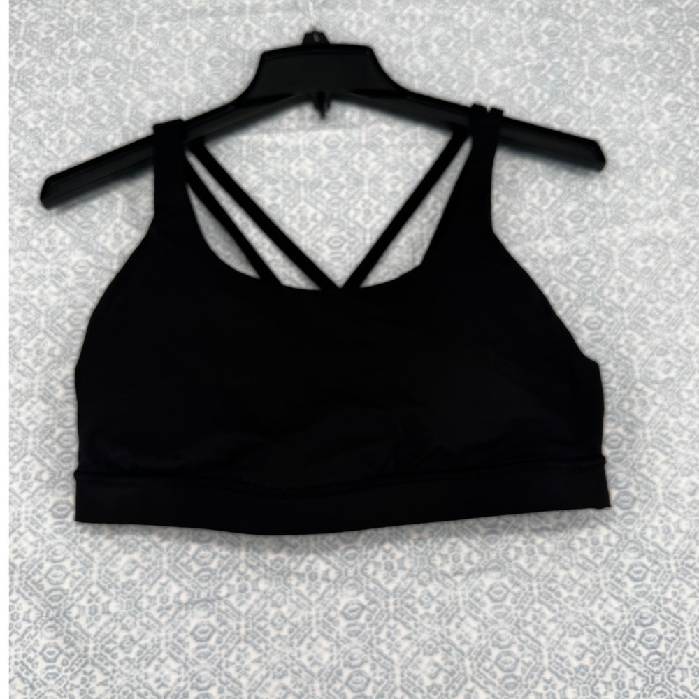 Lululemon Free to Be Bra Black Strappy Back Sports Bra Size 12 Yoga Gym
